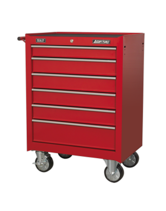 Rollcab 6 Drawer with Ball-Bearing Slides - Red