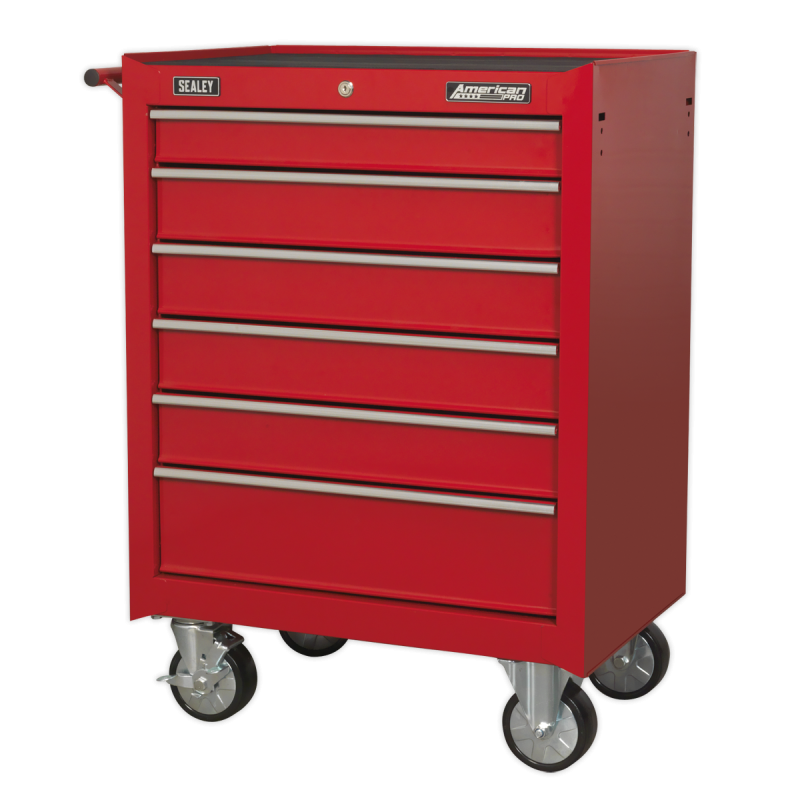 Rollcab 6 Drawer with Ball-Bearing Slides - Red