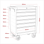 Rollcab 6 Drawer with Ball-Bearing Slides - Red