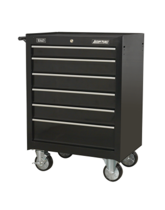 Rollcab 6 Drawer with Ball-Bearing Slides - Black