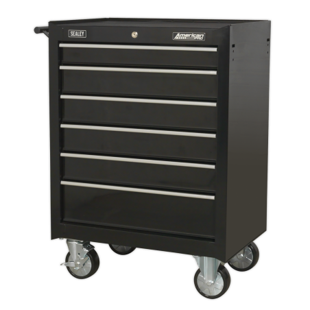 Rollcab 6 Drawer with Ball-Bearing Slides - Black